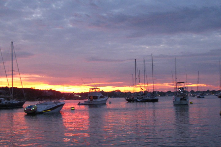 sunset over harbor