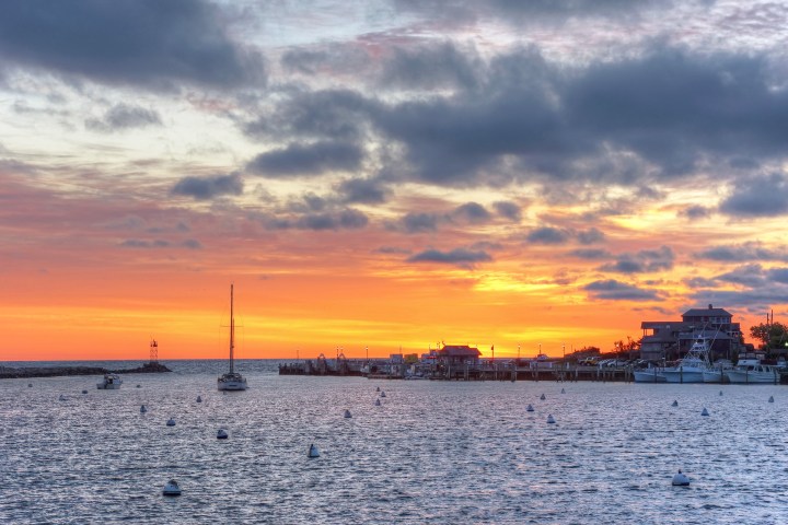 sunset over harbor