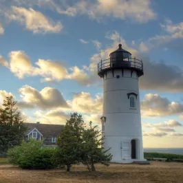 lighthouse with sunset in back