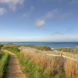on land looking over into the water