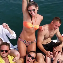 group of people having fun on the boat
