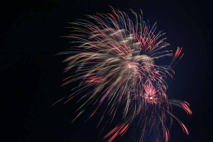 red green and purple fireworks