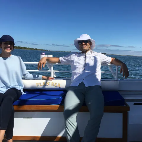 couple seated aft deck